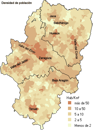 Densidad de poblacin de Aragn